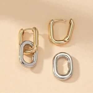 Gold & Silver Tone Double Hoop Earrings